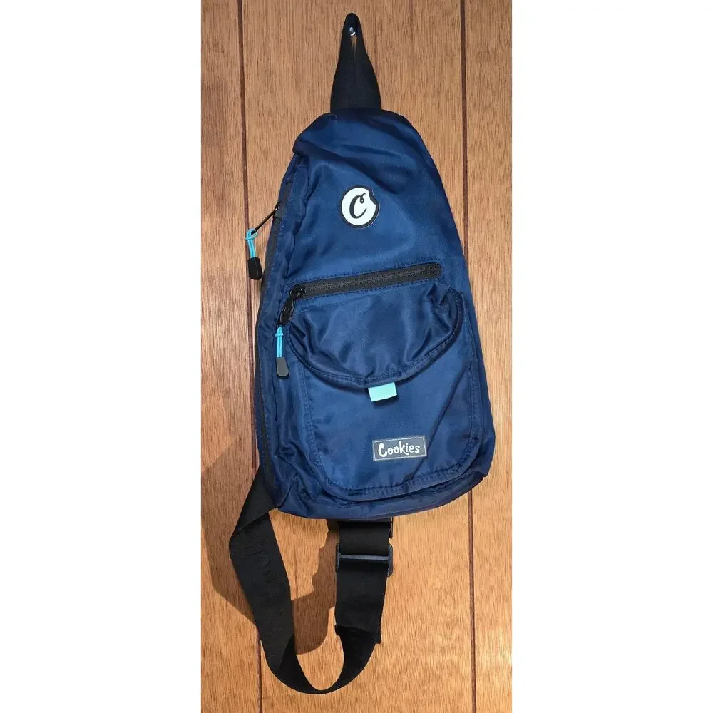 Cookies Smell Proof Sling Backpack Crossbody Shoulder Bag Blue Adjustable Strap